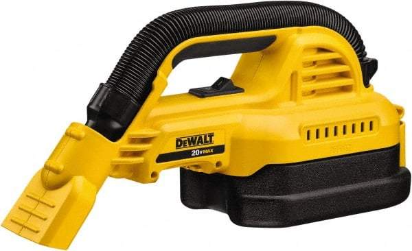 DeWALT - 0.5 Gal Plastic Tank, Battery Powered Wet/Dry Vacuum - 0.33 Peak hp, 20 Volt, 1-1/4" Hose Fitting, Cordless, HEPA Filter - Industrial Tool & Supply