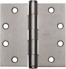 Stanley - 4-1/2" Long x 4-1/2" Wide Carbon Alloy Steel Full Mortise Hinge - Prime Coat Gray Finish, 5 Knuckles, 8 Holes - Industrial Tool & Supply