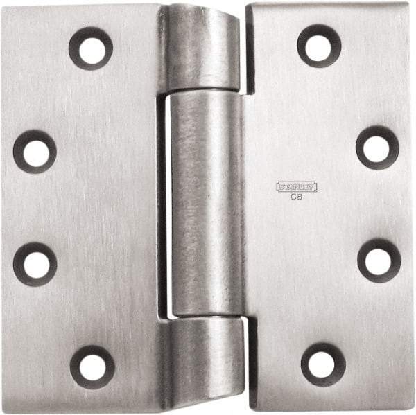 Stanley - 4-1/2" Long x 4-1/2" Wide 304 Stainless Steel Full Mortise Hinge - Prime Coat Gray Finish, 3 Knuckles, 8 Holes - Industrial Tool & Supply