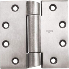 Stanley - 4-1/2" Long x 4-1/2" Wide 304 Stainless Steel Full Mortise Hinge - Prime Coat Gray Finish, 3 Knuckles, 8 Holes - Industrial Tool & Supply