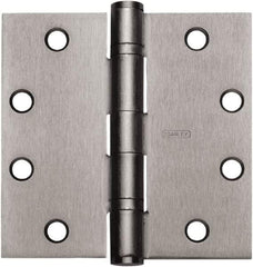 Stanley - 3-1/2" Long x 3-1/2" Wide 304 Stainless Steel Full Mortise Hinge - Satin Stainless Steel Finish, 5 Knuckles, 6 Holes - Industrial Tool & Supply