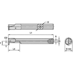 Kennametal - 20mm Min Bore Diam, 150mm OAL, 5/8" Shank Diam, A-EVE Indexable Boring Bar - 1-1/4" Max Bore Depth, EG0160M1FP02 Insert - Industrial Tool & Supply