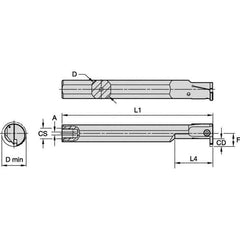 Kennametal - 25mm Min Bore Diam, 180mm OAL, 3/4" Shank Diam, A-EVE Indexable Boring Bar - 1-1/2" Max Bore Depth, EG0200M02P02 Insert - Industrial Tool & Supply