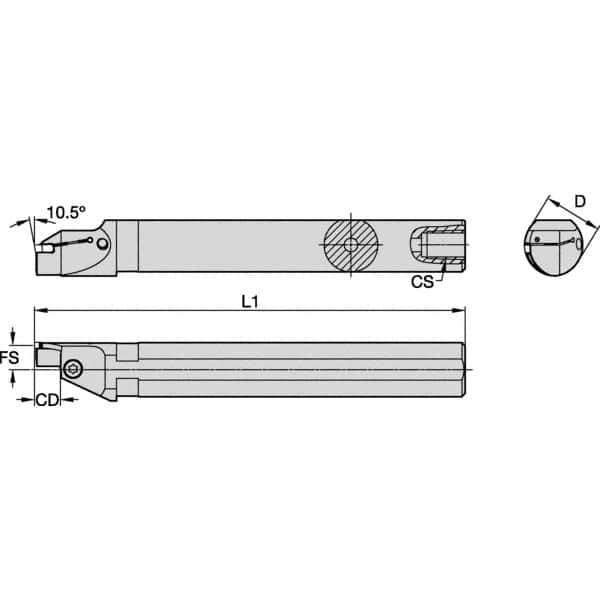 Kennametal - 33mm Min Bore Diam, 250mm OAL, 32mm Shank Diam, A-EVS-A Indexable Boring Bar - 12mm Max Bore Depth, EG0300M03P02 Insert - Industrial Tool & Supply
