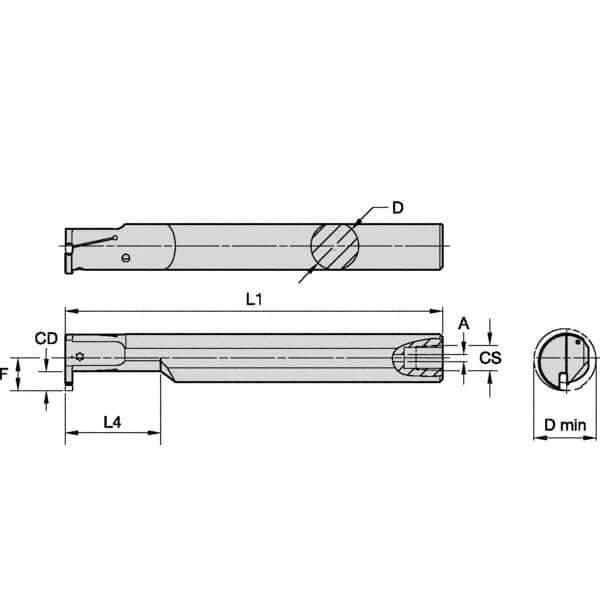 Kennametal - 32mm Min Bore Diam, 200mm OAL, 25mm Shank Diam, A-EVE Indexable Boring Bar - 50mm Max Bore Depth, EG0200M02P02 Insert - Industrial Tool & Supply