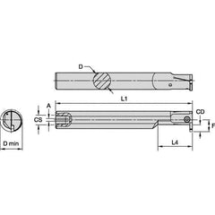 Kennametal - 25mm Min Bore Diam, 180mm OAL, 20mm Shank Diam, A-EVE Indexable Boring Bar - 40mm Max Bore Depth, EG0160M1FP02 Insert - Industrial Tool & Supply