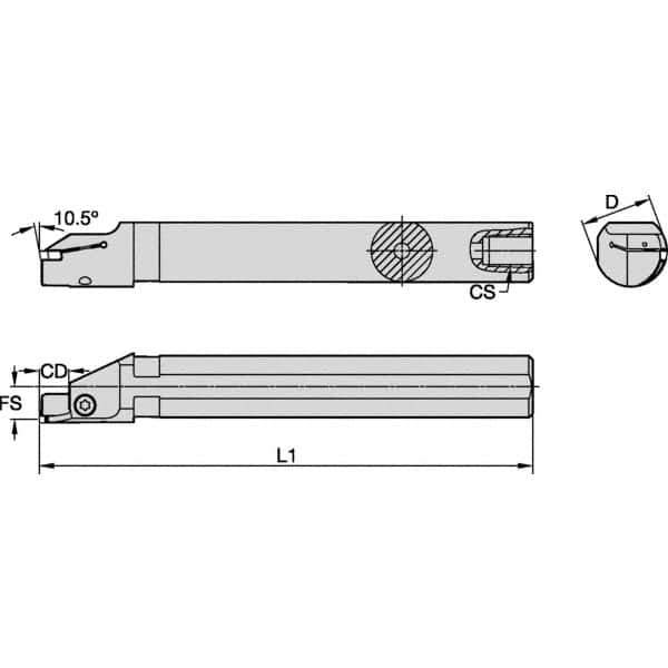 Kennametal - 30mm Min Bore Diam, 200mm OAL, 1" Shank Diam, A-EVS-A Indexable Boring Bar - 12mm Max Bore Depth, EG0300M03P02 Insert - Industrial Tool & Supply