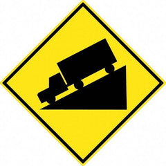NMC - "Truck", 30" Wide x 30" High, Aluminum Traffic Control Signs - 0.08" Thick, Black on Yellow, High Intensity Reflectivity, Diamond, Post Mount - Industrial Tool & Supply