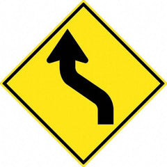 NMC - "Lane Shift Right Arrow", 30" Wide x 30" High, Aluminum Traffic Control Signs - 0.08" Thick, Black on Yellow, High Intensity Reflectivity, Diamond, Post Mount - Industrial Tool & Supply