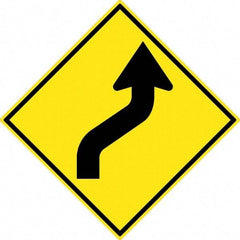 NMC - "Lane Shift Left Arrow", 30" Wide x 30" High, Aluminum Traffic Control Signs - 0.08" Thick, Black on Yellow, High Intensity Reflectivity, Diamond, Post Mount - Industrial Tool & Supply