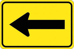NMC - "Left Arrow", 30" Wide x 30" High, Aluminum Traffic Control Signs - 0.08" Thick, Black on Yellow, High Intensity Reflectivity, Diamond, Post Mount - Industrial Tool & Supply