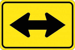 NMC - "Double Arrow", 30" Wide x 30" High, Aluminum Traffic Control Signs - 0.08" Thick, Black on Yellow, High Intensity Reflectivity, Diamond, Post Mount - Industrial Tool & Supply