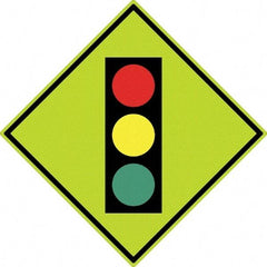 NMC - "Stop Light", 30" Wide x 30" High, Aluminum Traffic Control Signs - 0.08" Thick, Black, Red, Yellow, Green, Diamond Grade Reflectivity, Diamond, Post Mount - Industrial Tool & Supply