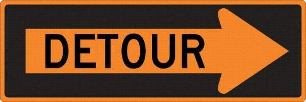 NMC - "Right Detour Inside", 30" Wide x 30" High, Aluminum Traffic Control Signs - 0.08" Thick, Black on Orange, High Intensity Reflectivity, Diamond, Post Mount - Industrial Tool & Supply