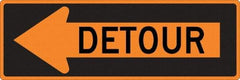 NMC - "Left Detour Inside", 30" Wide x 30" High, Aluminum Traffic Control Signs - 0.08" Thick, Black on Orange, High Intensity Reflectivity, Diamond, Post Mount - Industrial Tool & Supply