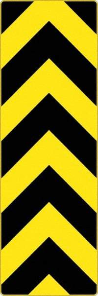 NMC - "Chevron", 12" Wide x 36" High, Aluminum Warning & Safety Reminder Signs - 0.08" Thick, Black on Yellow, High Intensity Reflectivity, Rectangle, Post Mount - Industrial Tool & Supply