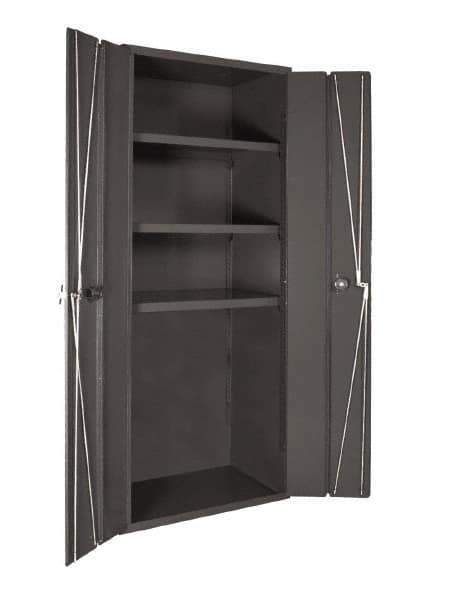 Durham - 3 Shelf Locking Storage Cabinet - Steel, 38" Wide x 26" Deep x 72" High, Gray - Industrial Tool & Supply