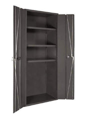 Durham - 3 Shelf Locking Storage Cabinet - Steel, 38" Wide x 26" Deep x 72" High, Gray - Industrial Tool & Supply