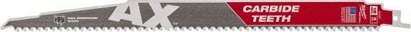 Milwaukee Tool - 12" Long x 1" Thick, Bi-Metal Reciprocating Saw Blade - Tapered Profile, 5 TPI, Toothed Edge, Universal Shank - Industrial Tool & Supply