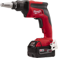 Milwaukee Tool - 18 Volt Pistol Grip Cordless Screwdriver - 0 to 4,500 RPM, 124 In/Lb Torque, Lithium-Ion Battery - Industrial Tool & Supply
