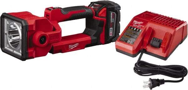 Milwaukee Tool - 18 Volts, 1250 Lumens, Cordless Work Light - Red, 7 hr Run Time - Industrial Tool & Supply