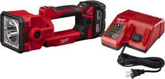 Milwaukee Tool - 18 Volts, 1250 Lumens, Cordless Work Light - Red, 7 hr Run Time - Industrial Tool & Supply