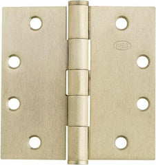 IVES - 4-1/2" Long x 4-1/2" Wide x 1.34" Thick, Stainless Steel Full Mortise Ball Bearing Hinge - Satin Chrome Finish, 5 Knuckles, 8 Holes - Industrial Tool & Supply