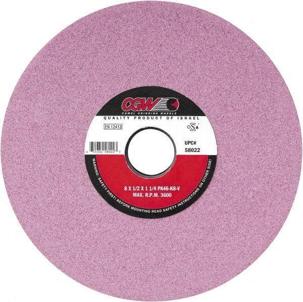 Camel Grinding Wheels - 8" Diam x 1-1/4" Hole x 1" Thick, J Hardness, 46 Grit Surface Grinding Wheel - Aluminum Oxide, Type 5, Medium Grade, Vitrified Bond, One-Side Recess - Industrial Tool & Supply