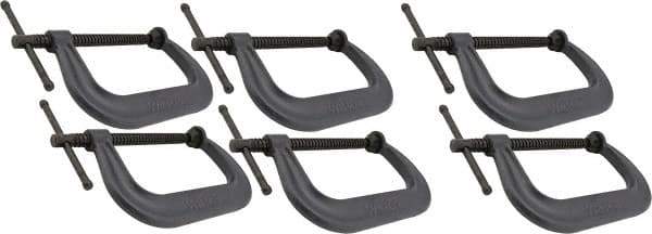 Wilton - Regular-Duty 10-1/8" Max Opening, 6" Throat Depth, Forged Steel Standard C-Clamp - 8,000 Lb Capacity, 2" Min Opening, Deep Throat - Industrial Tool & Supply