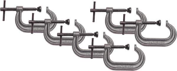 Wilton - Regular-Duty 4-1/4" Max Opening, 3-1/4" Throat Depth, Forged Steel Standard C-Clamp - 6,200 Lb Capacity, 0" Min Opening, Deep Throat - Industrial Tool & Supply
