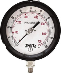 Winters - 4-1/2" Dial, 1/4 Thread, 0-100 Scale Range, Pressure Gauge - Bottom Connection Mount, Accurate to ±0.5% of Scale - Industrial Tool & Supply