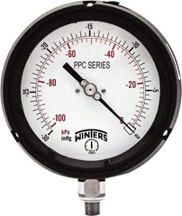Winters - 4-1/2" Dial, 1/4 Thread, 30" HG Vac Scale Range, Pressure Gauge - Bottom Connection Mount, Accurate to ±0.5% of Scale - Industrial Tool & Supply