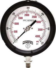 Winters - 4-1/2" Dial, 1/4 Thread, 0-600 Scale Range, Pressure Gauge - Bottom Connection Mount, Accurate to ±0.5% of Scale - Industrial Tool & Supply