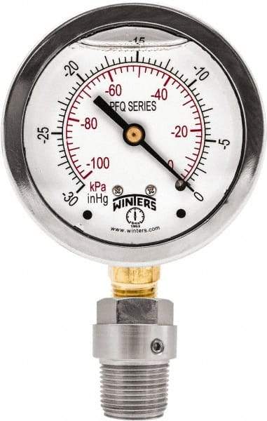 Winters - 2-1/2" Dial, 1/4 Thread, 0-200 Scale Range, Pressure Gauge - Bottom Connection Mount, Accurate to 1.5% of Scale - Industrial Tool & Supply