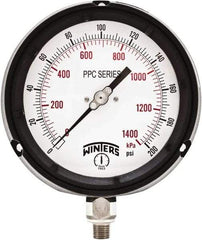 Winters - 4-1/2" Dial, 1/4 Thread, 0-200 Scale Range, Pressure Gauge - Bottom Connection Mount, Accurate to ±0.5% of Scale - Industrial Tool & Supply