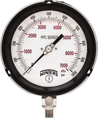 Winters - 4-1/2" Dial, 1/4 Thread, 0-1,000 Scale Range, Pressure Gauge - Bottom Connection Mount, Accurate to ±0.5% of Scale - Industrial Tool & Supply