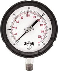 Winters - 4-1/2" Dial, 1/4 Thread, 0-30 Scale Range, Pressure Gauge - Bottom Connection Mount, Accurate to ±0.5% of Scale - Industrial Tool & Supply