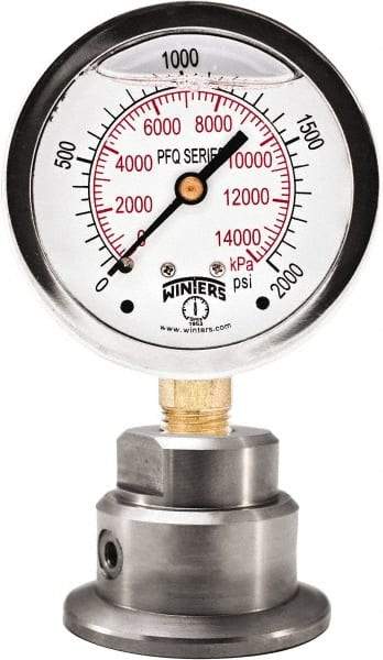 Winters - 2-1/2" Dial, 1/4 Thread, 0-60 Scale Range, Pressure Gauge - Bottom Connection Mount, Accurate to 1.5% of Scale - Industrial Tool & Supply