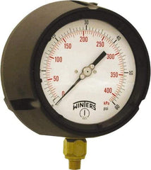 Winters - 4-1/2" Dial, 1/4 Thread, 0-60 Scale Range, Pressure Gauge - Bottom Connection Mount, Accurate to ±0.5% of Scale - Industrial Tool & Supply