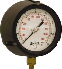 Winters - 4-1/2" Dial, 1/4 Thread, 0-160 Scale Range, Pressure Gauge - Bottom Connection Mount, Accurate to ±0.5% of Scale - Industrial Tool & Supply