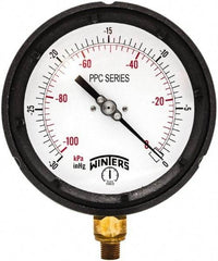 Winters - 4-1/2" Dial, 1/4 Thread, 30-0 Hg VAC Scale Range, Pressure Gauge - Bottom Connection Mount, Accurate to ±0.5% of Scale - Industrial Tool & Supply