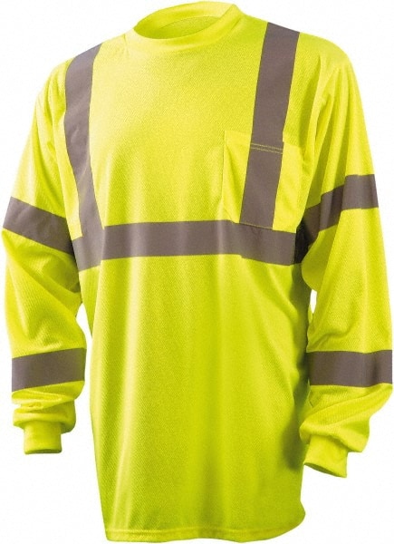OccuNomix - Size L Hi-Viz Yellow High Visibility Long Sleeve T-Shirt - Industrial Tool & Supply