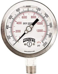 Winters - 4" Dial, 1/4 Thread, 0-2,000 Scale Range, Pressure Gauge - Bottom Connection Mount, Accurate to 0.01% of Scale - Industrial Tool & Supply