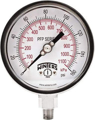 Winters - 4" Dial, 1/4 Thread, 0-160 Scale Range, Pressure Gauge - Bottom Connection Mount, Accurate to 1% Full-Scale of Scale - Industrial Tool & Supply