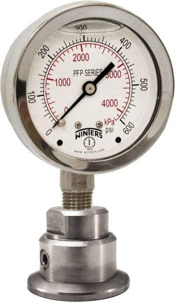 Winters - 2-1/2" Dial, 1/4 Thread, 0-60 Scale Range, Pressure Gauge - Bottom Connection Mount, Accurate to 1.5% of Scale - Industrial Tool & Supply