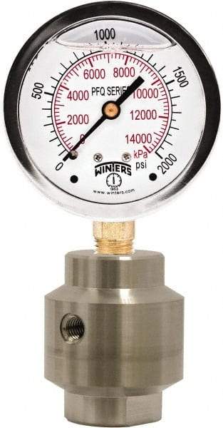 Winters - 4" Dial, 1/4 Thread, 0-100 Scale Range, Pressure Gauge - Bottom Connection Mount, Accurate to 1.5% of Scale - Industrial Tool & Supply