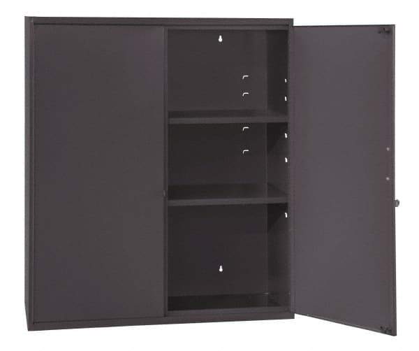 Durham - 2 Shelf Locking Storage Cabinet - Steel, 26-5/8" Wide x 11-7/8" Deep x 30" High, Gray - Industrial Tool & Supply