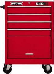 Proto - 4 Drawer Steel Tool Roller Cabinet - 27" Wide x 42" High x 18" Deep, Ball Bearing Drawer Slides, Red - Industrial Tool & Supply