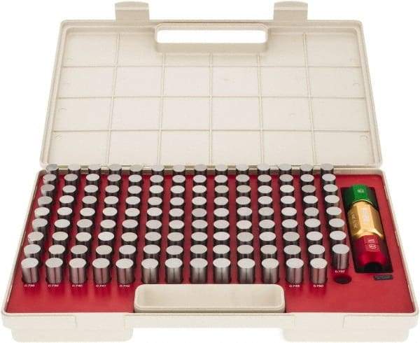 SPI - 125 Piece, 0.626-0.75 Inch Diameter Plug and Pin Gage Set - Minus 0.0002 Inch Tolerance, Class ZZ - Industrial Tool & Supply