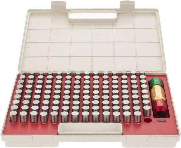 SPI - 125 Piece, 0.626-0.75 Inch Diameter Plug and Pin Gage Set - Plus 0.0002 Inch Tolerance, Class ZZ - Industrial Tool & Supply